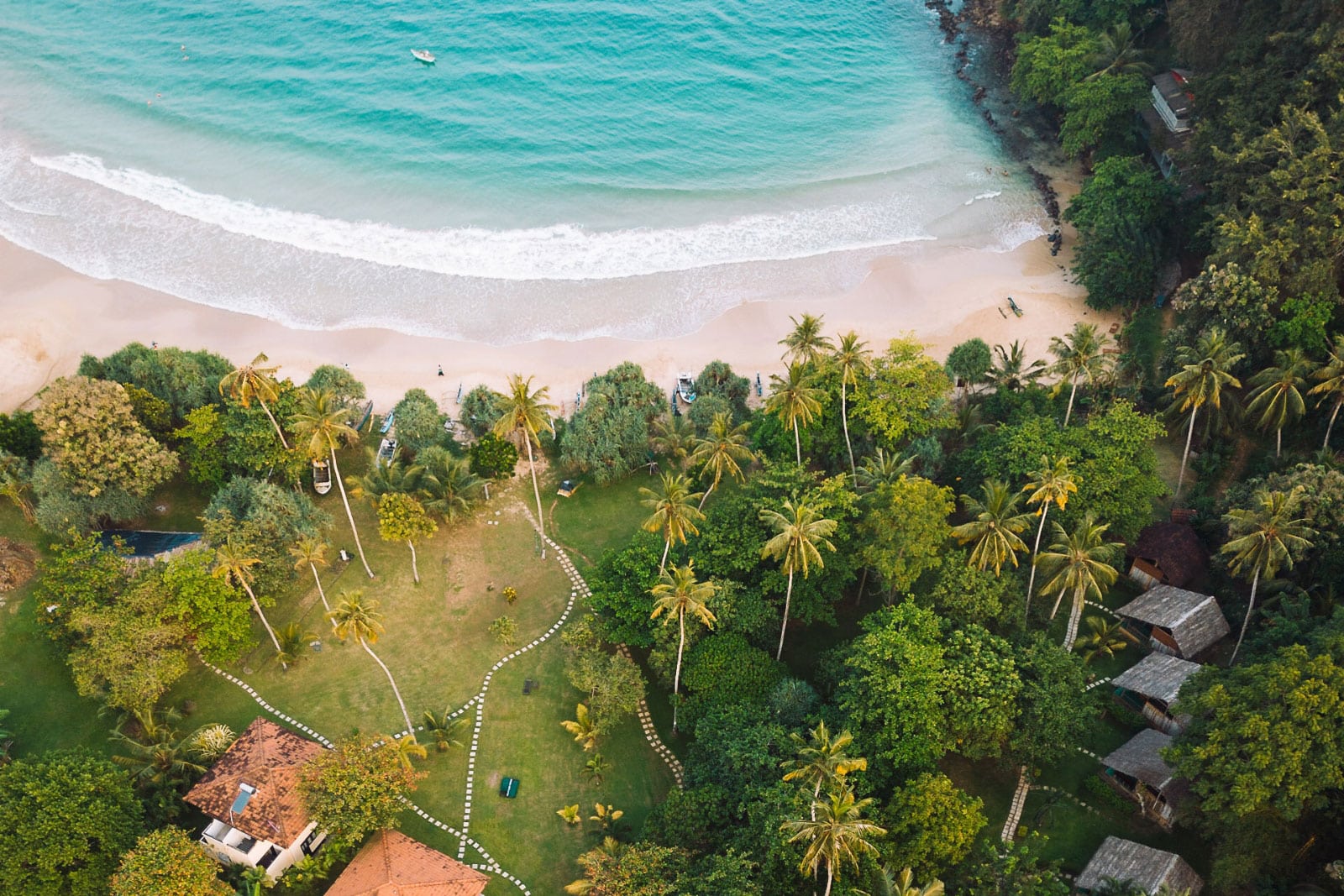 Birds eye view of Sri Lankan Resort and beach 2024